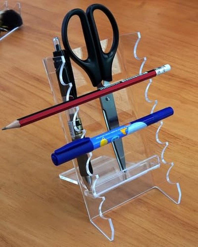 BlingTrail Acrylic Makeup Brush Holder for Vanity, Unique Office Desk Accessories For Women Aesthetic, Pen Display Stand Holder, Makeup Brush Drying Rack, Make Up/Hair/Paint Brush Holder, Clear