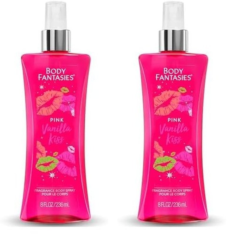 Body Fantasies SIGNATURE Fragrance Body Spray, Pink Vanilla Kiss Fantasy, 8 Fluid Ounce (BF44) (Pack of 2)