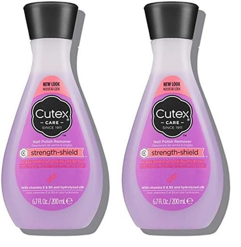 Cutex Nail Polish Remover, Strength Shield, Leaves Nails Looking Healthy, Contains Vitamins E, B5 & Hydrolyzed Silk, 6.76 Fl Oz (Pack of 2)