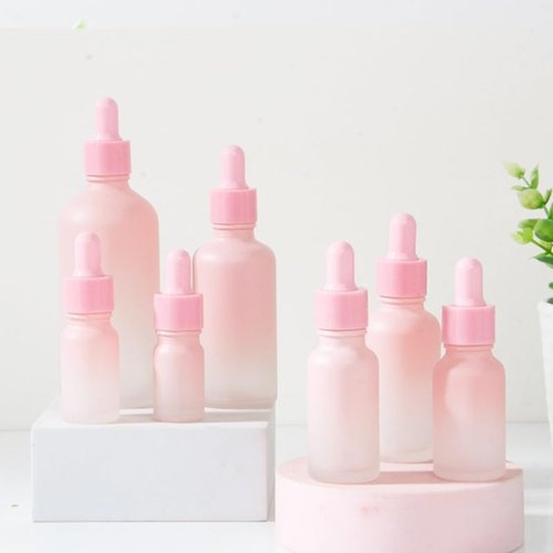 YORROR 10 Pcs 10ml Glass Dropper Bottle,Empty Refillable Gradient Pink Dropper Bottle Travels Bottle for Essential Oils,Aromatherapy,Perfume,Cosmetic, Laboratory