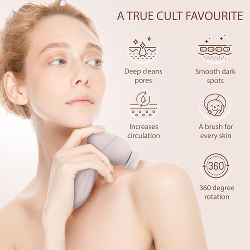 Facial Cleansing Brush | Face Scrubber Exfoliator Skin Care Beauty Products Powered Electric Wash Exfoliating Skincare Women Spin Cleanser Tools Cleaning Scrub Washer Self Care (Agate)