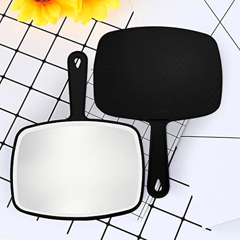 DVHOK 2Pcs Handheld Mirror, Portable Hand Mirror with Hanging Hole in Handle, Black 7.4" W x 10.4" L