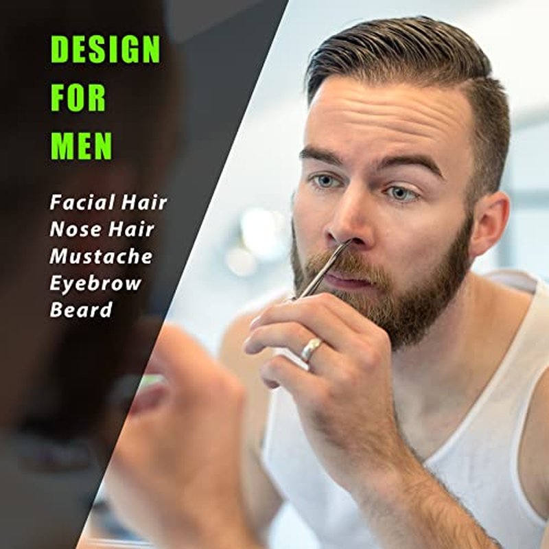 Facial Hair Small Grooming Scissors For Men Women - Eyebrow, Nose Hair, Mustache, Beard, Eyelashes, Ear Trimming Kit - Curved and Rounded Safety Tip Clippers For Hair Cutting - 2PCS Silver