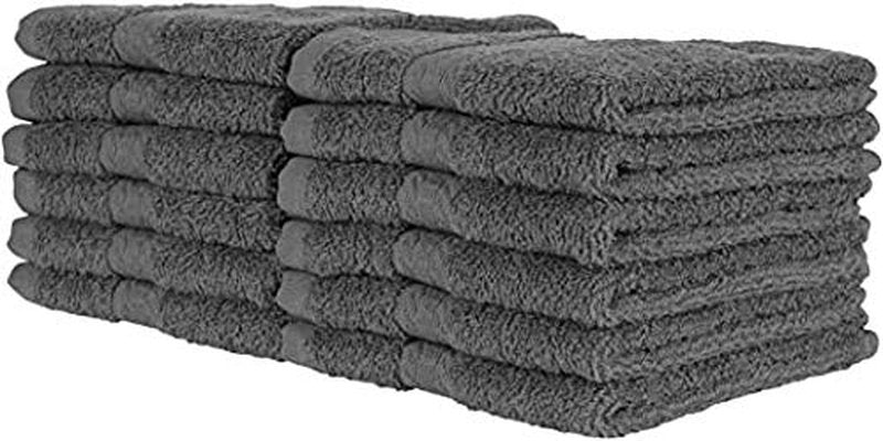 QUBA LINEN 100% Cotton - Wash Cloth Set - Pack of 24, Flannel Face Cloths, Highly Absorbent and Soft Feel Fingertip Towels (Blue, White and Navy, 12x12 Pack of 12)