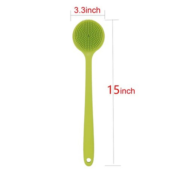 DNC Silicone Back Scrubber Soft Bath Body Brush for Shower with Long Handle (Green)