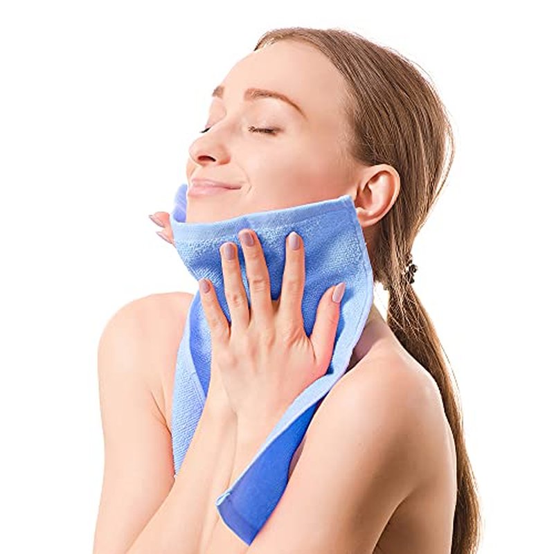 Yoofoss Luxury Washcloths Towel Set 10 Pack Baby Wash Cloth for Bathroom-Hotel-Spa-Kitchen Multi-Purpose Fingertip Towels & Face Cloths - Blue