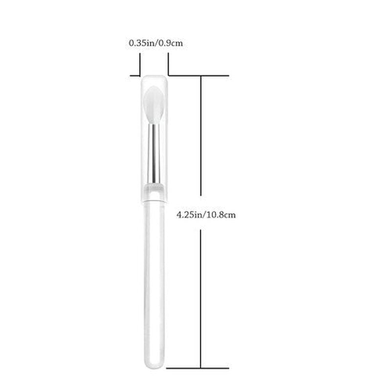 LORMAY Silicone Lip Brushes with Transparent Handles and Caps. Perfect Tools for Applying Cream Lip Mask, Eyeshadow, and Lipstick (4pcs, White)