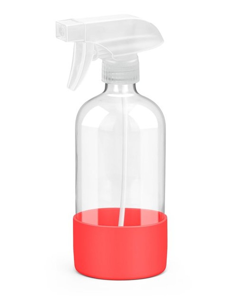 Roinisor Glass Spray Bottles with Silicone Sleeve Protection, Empty 16OZ Reusable Spray Bottles, Refillable Containers with Spray Nozzles for Cleaning Solutions, Plants and Essential Oils 1 Pack Red