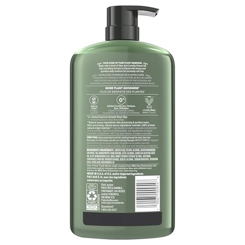 Herbal Essences Honey Daily Moisture Conditioner, Protects and Nourishes Dry Hair, Hydrating Conditioner with Certified Camellia Oil and Aloe Vera, Moisturizing and Safe For All Hair Types, 33.8oz