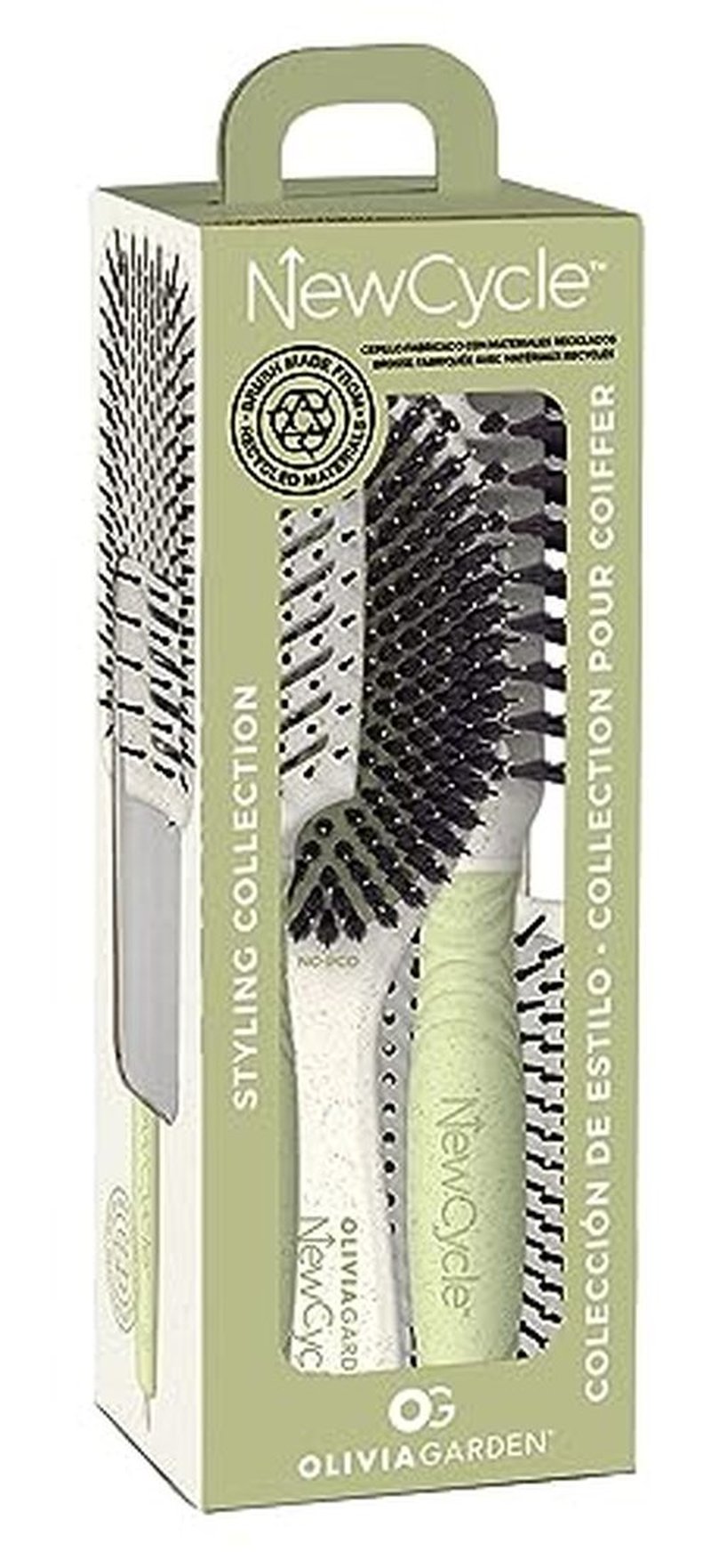 Olivia Garden NewCycle Ionic bristles Cushion Hair Brush and made from 100% recycled material (except bristles and cushion)
