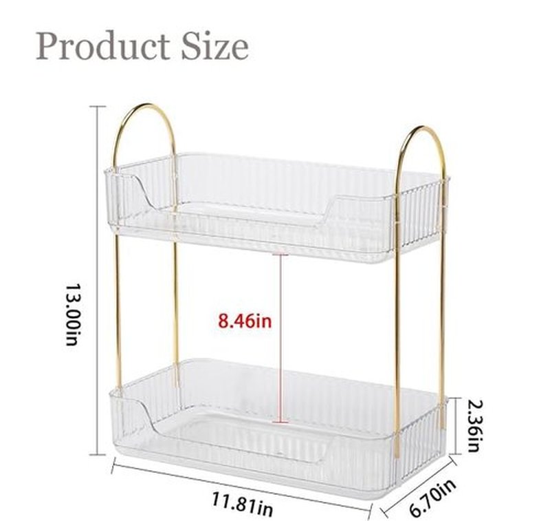 Tidyladyo 2-Tier Vanity Organizer for Bathroom Countertop, Makeup and Skincare Shelf Stand, Space-Saving Cosmetic Storage for Dresser, Counter, and Vanity Top