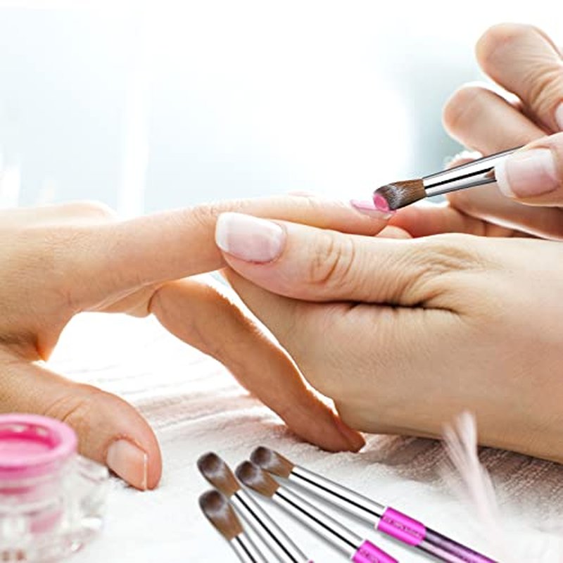Eptbsdu Pure Kolinsky Acrylic Nail Brush, Nail Brushes with Metal Handle Nail Art Acrylic Application, Gel Nail Powder Brush Nail Extension Professional Salon Quality (#8, Purple)