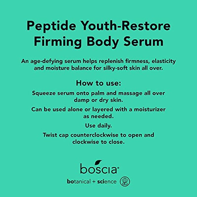 boscia Peptide Youth-Restore Firming Body Serum - Vegan, Cruelty-Free & Natural Skin Care - Anti-Aging Body Serum with Niacinamide - Hypoallergenic & Dermatologist-Tested - For All Skin Types - 8.4 Oz