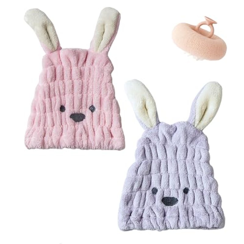 TETNYWP Beyonddraw Super Absorbent Hair Towel Wrap for Wet Hair, Microfiber Hair Towel Wrap for Women Long Hair, Towel Hair Wrap for Kids, Curly Hair Drying Towels Fast Dry (2PCS-Kid B)