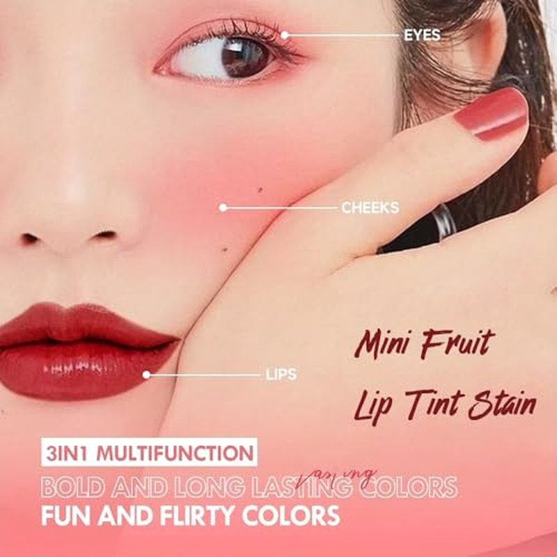 Charm Kiss 3 Colors Lip Tint Stain Set, Korean Velvet Watery Lip Stain Moisturizing Mini Liquid Lipstick (Set A, 1)