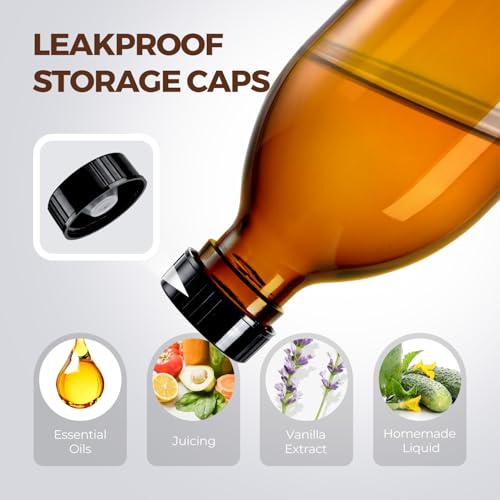 Glass Pump Bottle Dispenser 10.8 oz，Homepicker Lotion Bottle with Pump for Body Oil，300ml Amber Glass Bottles with 1 Extra Pump Tops, Black Caps, Labels (2 Pack)