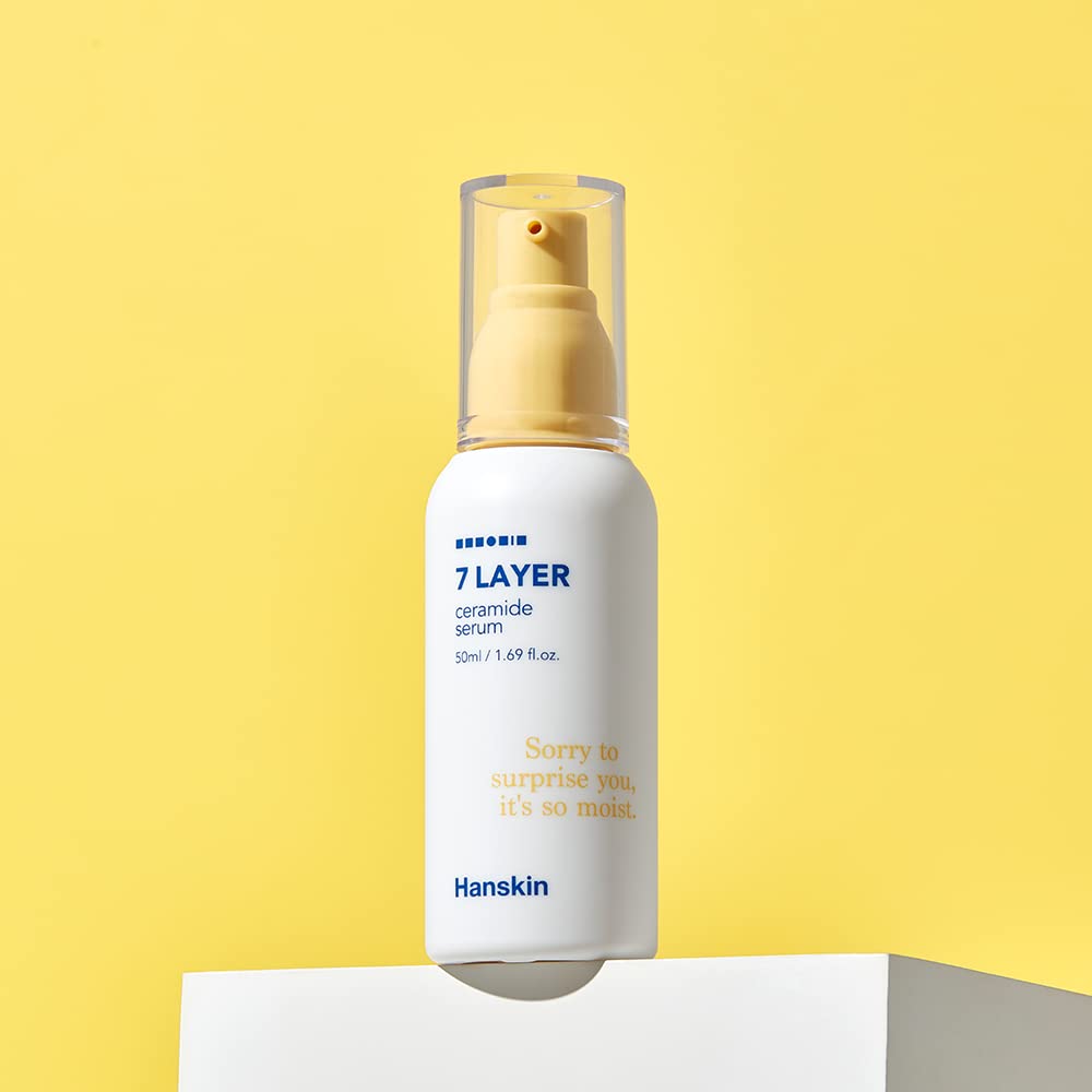 Hanskin 7 Layer Ceramide Serum, Light Finish, 1.7 fl. oz, 50ml, Moisturizes Dry Skin, For All Type, Sensitive Skin, Redness, Boosting Calming Ampoule, Serum