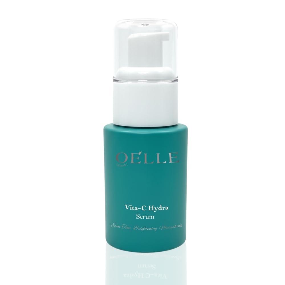 Organic Elle Serum Vitamin C Hydra Glow, with Hyaluronic Acid, Ferulic Acid, MSM & Stem Cells – Brightening, Hydrating, Dark Spot & Fine Line Support, Lightweight Anti-Aging Face Serum