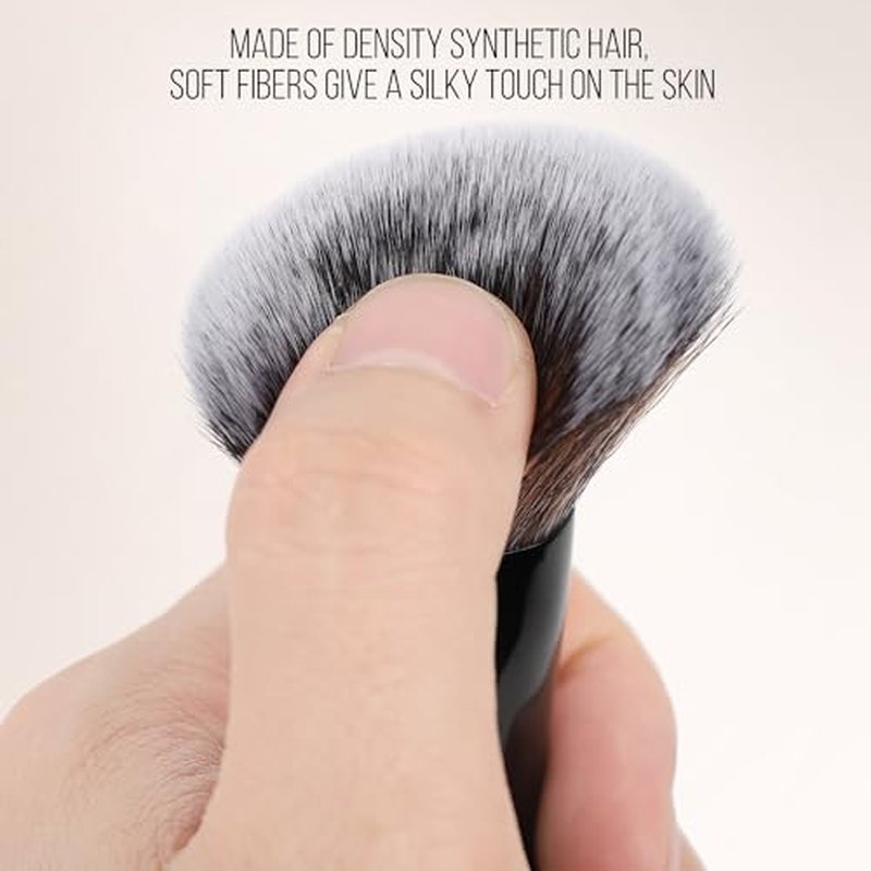 KINGMAS Foundation Makeup Brush, Double-ended Angled/Round Top Contour Makeup Brush for Beauty Blending Liquid Powder, Concealer Cream Cosmetics Blush Brush (Black)