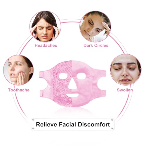Cold Face Eye Masks Ice Face Mask Hot Cold Compress for Dark Circles, Puffiness, Migraines, Headache, Stress, Redness, Cooling Face Masks for Women Man, Skin Care