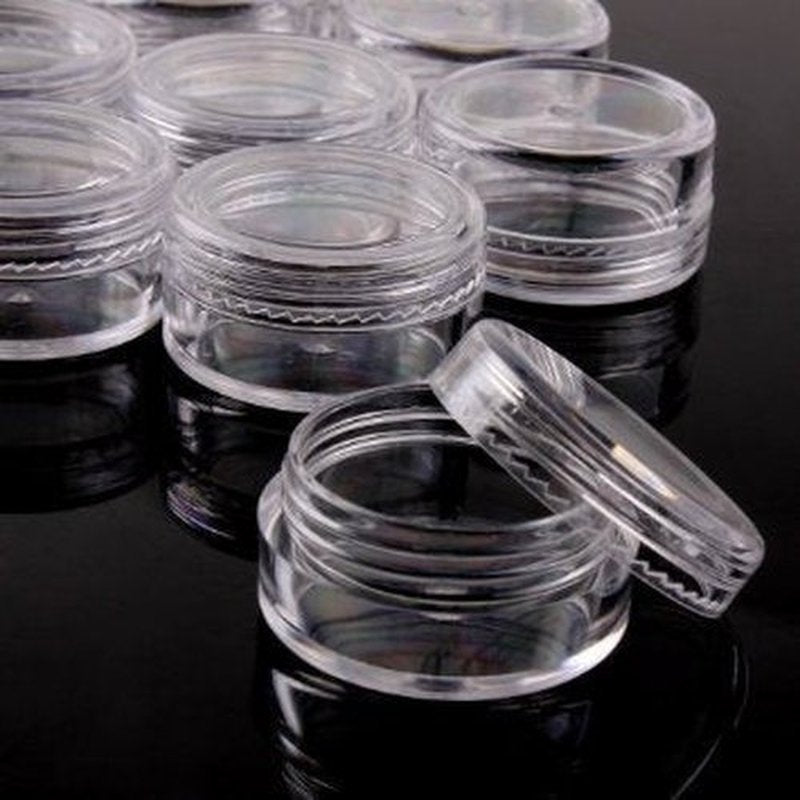 Beauticom 3g/3ml (0.1 Fl Oz) Round Clear Plastic Jars with Round Top Lids for Creams, Lotions, Powders, Glitters, and more... (Color: Clear Lid, Quantity: 50 Pieces)