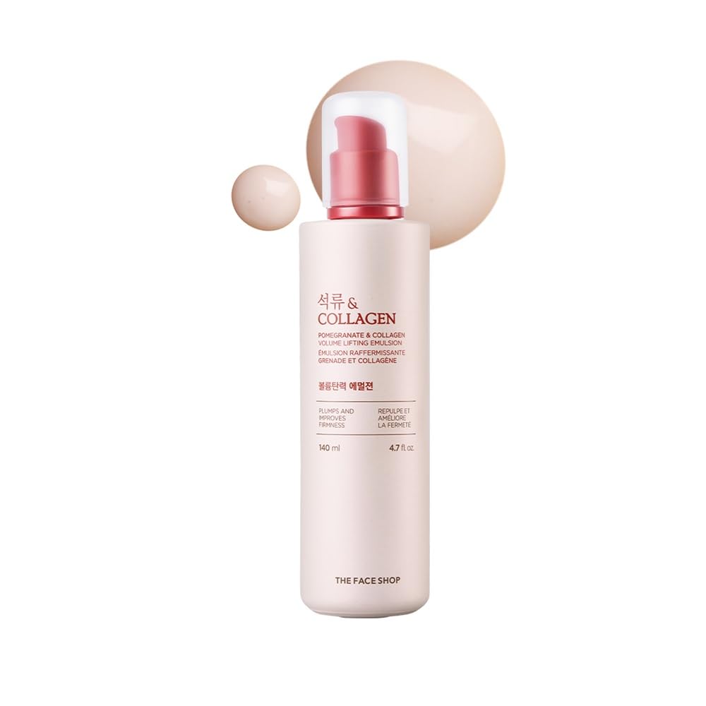 The Face Shop Pomegranate & Collagen Volume Lifting Emulsion | Deep Revitalizing Emulsion for Moisture Barrier Strengthening | Plump & Smoothen Your Skin, 4.7 Fl Oz