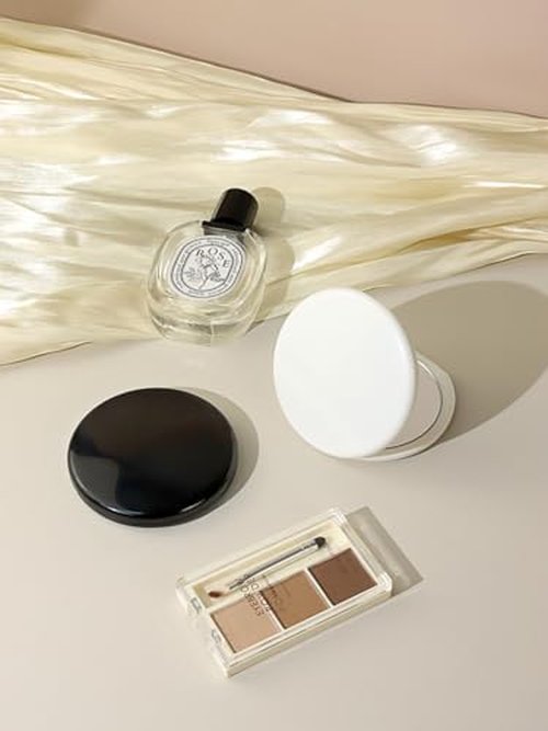 Macaki Compact Mirror for Purses,1X/15X Magnifying Mirror,3-inch Pocket Size Small Mirror for Travel and Makeup,Round Black