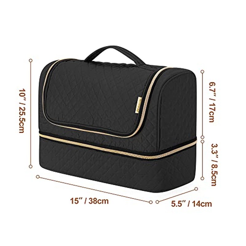 Yarwo Double-layer Storage Bag Compatible for Dyson Airwrap Multi-styler Complete and Attachments, Portable Travel Case with Hanging Hook for Hair Curler Accessories, Black (Bag Only, Patent Design)