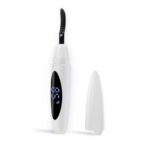 EYECURL Heated Lash Curler, Heated Eyelash Curler, Intelligent Power Off Rechargeable Electric Eyelash Curler Heated Quickly by Steel Wire for 24 Hs Long Lasting Natural Makeup - White