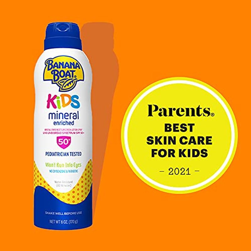 Banana Boat Kids 100% Mineral Sunscreen Lotion SPF 50, Twin Pack | Kids Sunscreen, Kids Sunblock, Banana Boat Mineral Sunscreen for Kids, Oxybenzone Free Sunscreen SPF 50, 6oz each (Pack of 2)