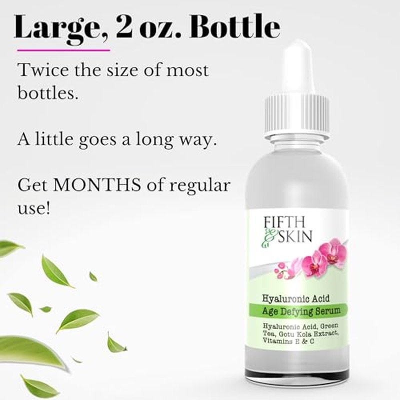 Age Defying Face Serum w/Hyaluronic Acid, Vit C & E | BIG 2 OZ. | Made in USA | Vegan | Cruelty Free | Wrinkles | Plump Fine Lines | Dry Skin