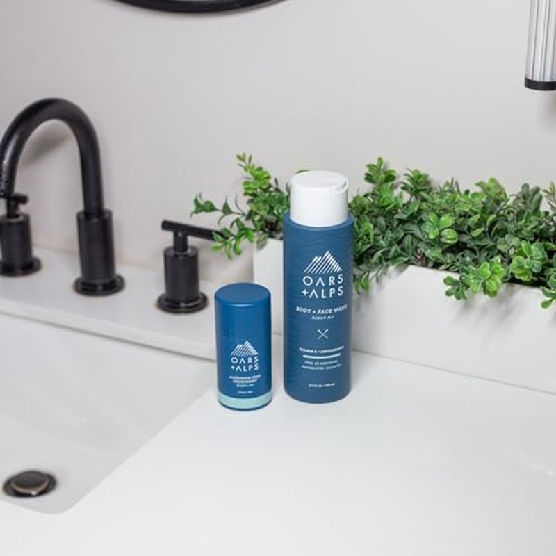 Oars + Alps Mens Moisturizing Body and Face Wash, Skin Care Infused with Vitamin E and Antioxidants, Sulfate Free, Aspen Air, 2 Pack