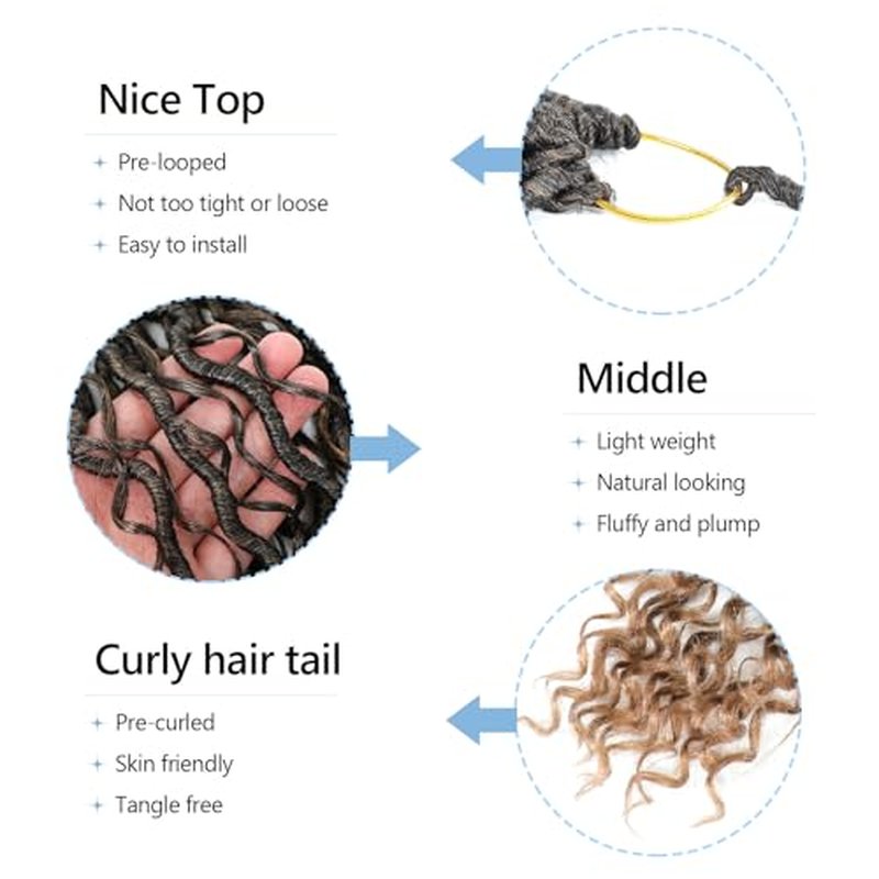 Goddess Locs Crochet Hair For Black Women 14 Inch 8 Packs Faux Locs Crochet Hair Crochet Locs Hair Pre Looped Crochet Locs River Locs With Curly Ends(14 Inch,1B/27#)