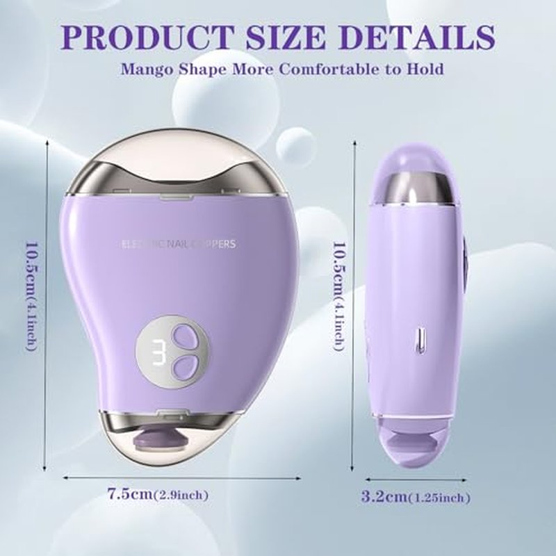 2 in 1 Electric Polishing Automatic Nail Clippers, 2024 New Electric Nail Clipper with 3 Adjustable Speeds, Automatic Nail Clippers, Automatic Nail Trimmer Toe Nail Clippers for Adults Seniors(Purple)