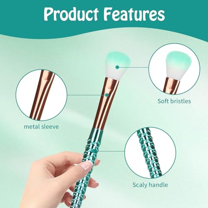 SQULIGT Makeup Brushes for Girls, 10 Pcs Princess Makeup Brushes Set Foundation Eyebrow Eyeliner Blush Cosmetic Concealer Brushes Women Teen Girl Stuff Kids Cute Make Up Tool Set