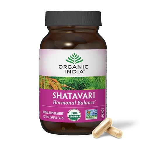 ORGANIC INDIA Shatavari Capsules - Herbal Supplement, Supports Hormonal Balance, Immune System Support, Vegan, Gluten-Free, USDA Organic, Supports Reproductive Health - 90 Capsules