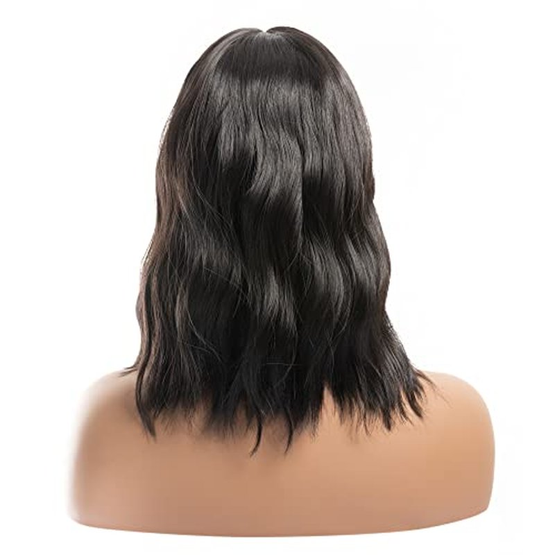 FESTIVAL PARTY Brown Wavy Bob Wig with Bangs, for Women Girls, Shoulder Length, Heat Resistant Synthetic Fiber, Daily Use Costume Cosplay Halloween Party, Curly Hair 14 inch