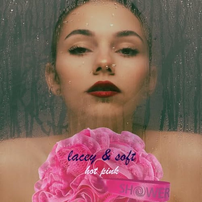 Loofah-Bath-Sponge Hot-Lacey-Mesh >> 4-Sexy-Lace-Colors by Shower Bouquet: 2-Scrubs-in-1 Large Full 60g Pouf Body Luffa Loofa Loufa Puff - Exfoliate, Cleanse Skin with Luxurious Bathing Accessories
