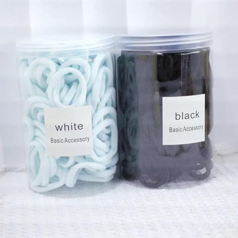 Hair Ties -150 Seamless Cotton Hair Bands pcs for Women and Girls, Elastic Soft Ponytail Holders, No Damage Stretchy Hair Tie for Thick Heavy Curly Hair 150pcs (Black)