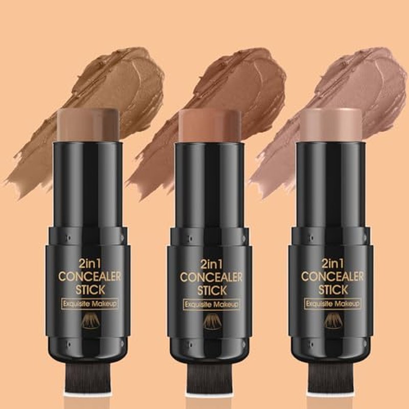 Cream Contour Stick, Multi-Use Bronzer Stick with Brush, Highlighter Blush Stick for Natural Foundation Makeup, New Updated Moisturizer Highlighter and Bronzer Stick, Face Contour Concealer Makeup 05