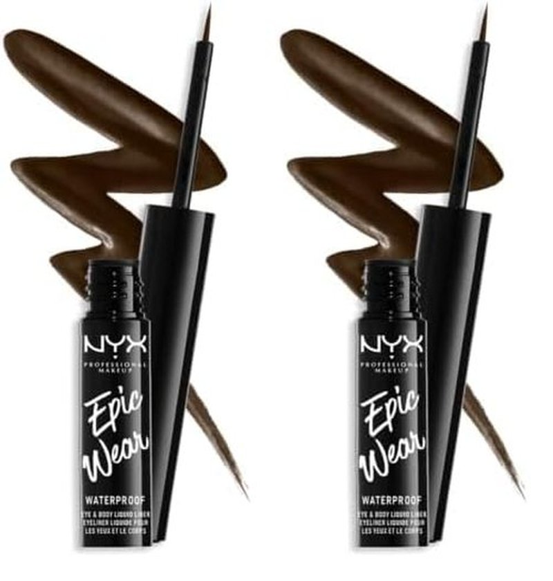 NYX PROFESSIONAL MAKEUP Epic Wear Liquid Liner, Long-Lasting Waterproof Eyeliner - Brown (Pack of 2)