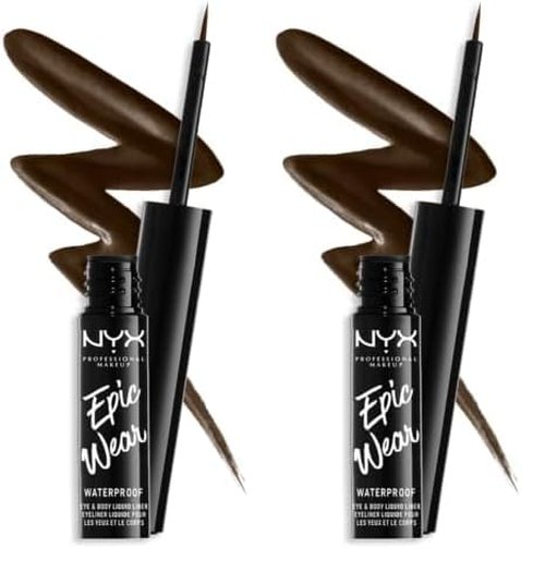 NYX PROFESSIONAL MAKEUP Epic Wear Liquid Liner, Long-Lasting Waterproof Eyeliner - Brown (Pack of 2)