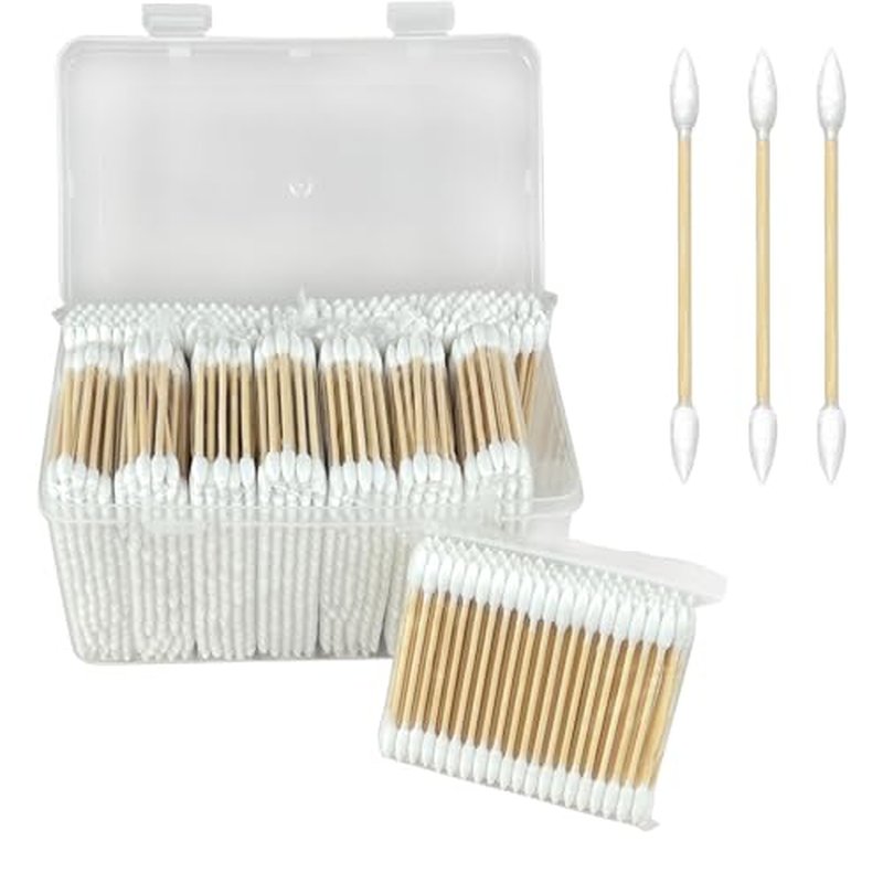 Garrelett Pointed Tip Cotton Swabs - 1000 Count Double Pointed Cotton Buds - Precision Tips with Bamboo Sticks for Makeup, Nail Tools, Personal Care - Soft and Hypoallergenic for Skin