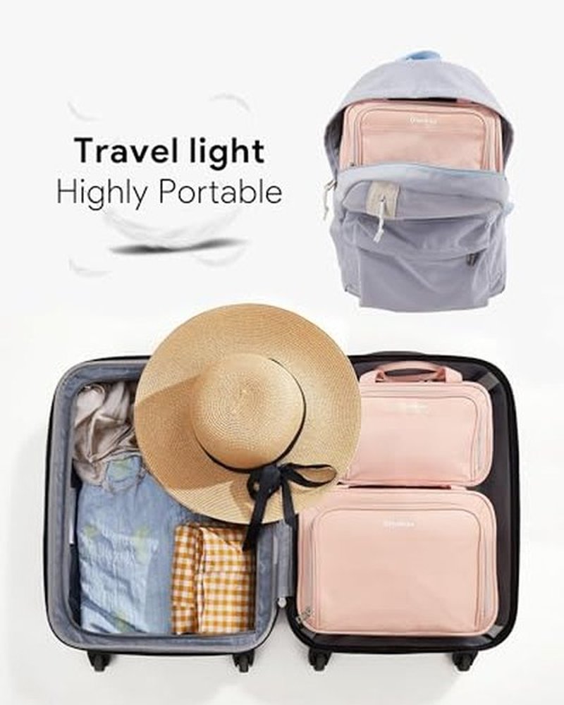 OlarHike Travel Toiletry Hanging Bag Waterproof Bags, Makeup bag, Toiletries, Jewelry, Travel Essentials 3 in 1 Packing Organizers, Cosmetic Travel-Sized Container, Medium Capacity for Women Pink