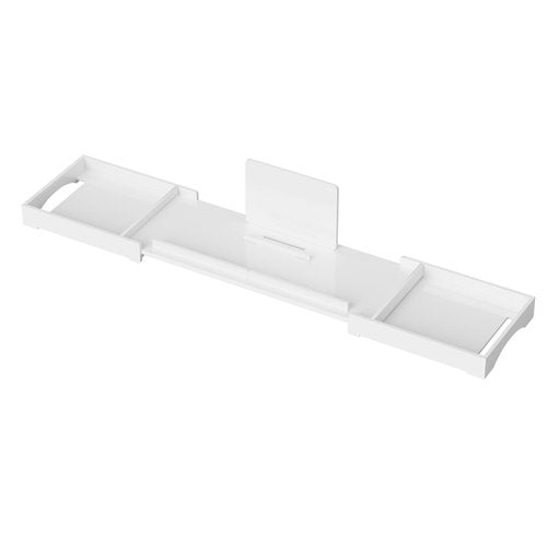 Kucle Expandable Acrylic Bathtub Tray - 23-42 Inches Bath Caddy Tray for Bathtub, Luxury Bath Tub Tray Table for Home Spa, Bath Tray for Tub, Bathroom Tub Accessory Birthday Gift for Her (White)