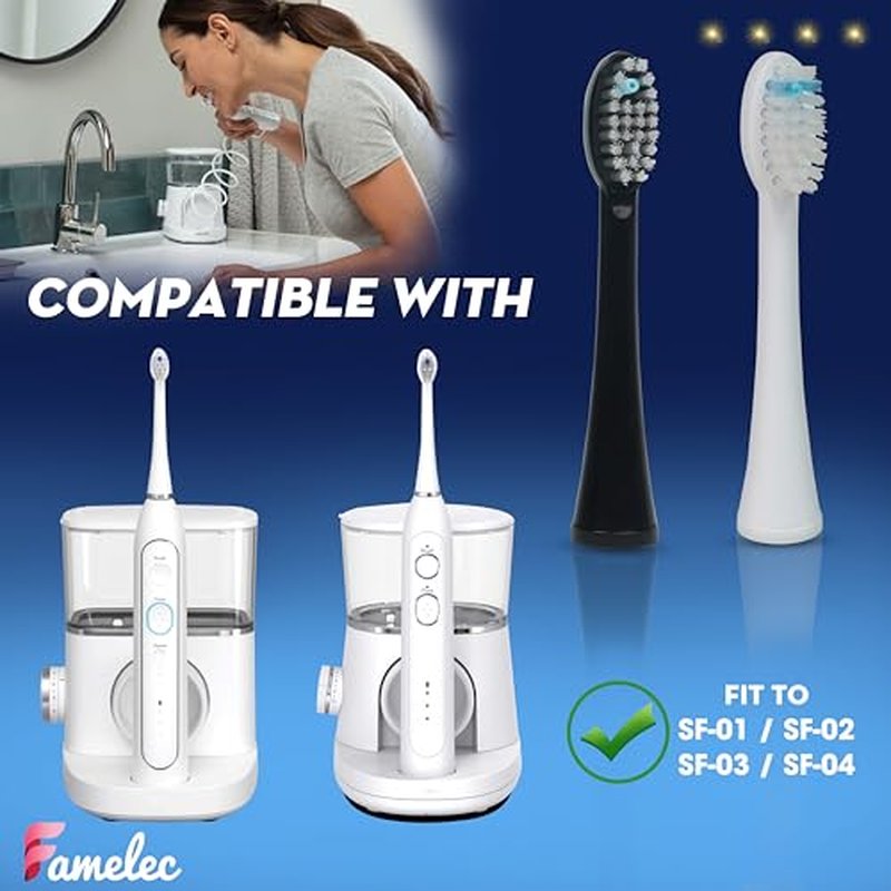 FAMELEC 10Pcs Compatible with Water Pik Sonic Fusion 2.0 Replacement Heads, for Waterpik Replacement Heads & Flossing Toothbrush SF01/SF02/SF03/SF04, Replacement for Waterpik Sonic-Fusion Brush Heads