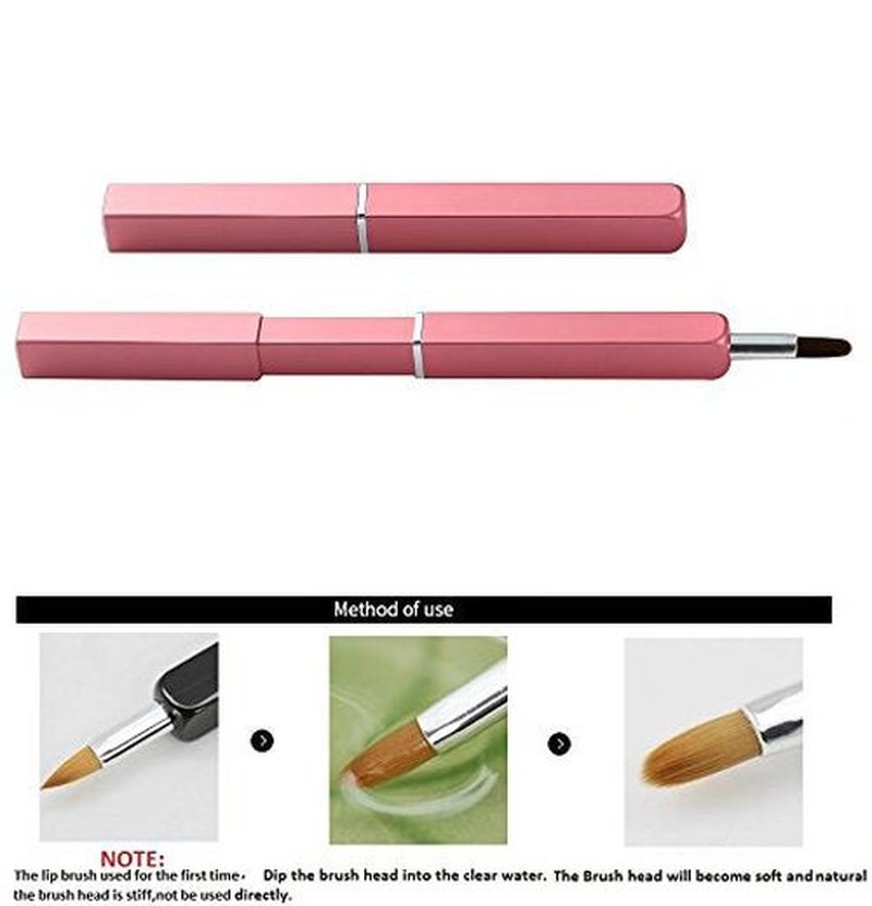 Exquisite Professional Lip Brush Applicators-Retractable Lipstick Brushes- Lipstick Gloss Makeup Brush Tool For Women and Girls (Pink)