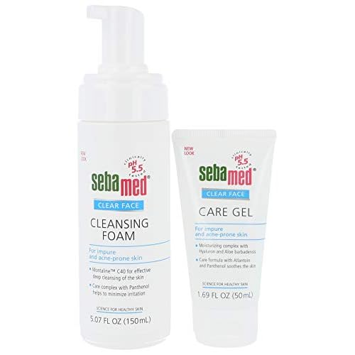 Sebamed Clear Face Care Gel (50mL) Cleansing Foam (150mL) Bundle for Impure and Acne Prone Skin - Made in Germany
