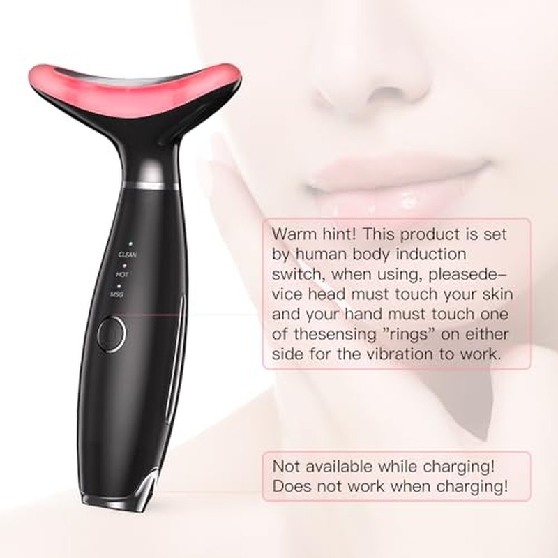 NUAKENE Neck Face Massager, Face Massage Tool, 3-in-1 Facial Massager, Face Sculpting Tool with Thermals (Pink)