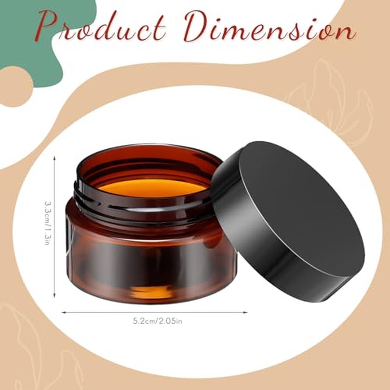 Patelai 4 Pieces Round Clear Wide-mouth Leak Proof Plastic Container Jars with Lids for Travel Storage Makeup Beauty Products Face Creams Oils Salves Ointments DIY Making or Others (Amber,1 Ounce)